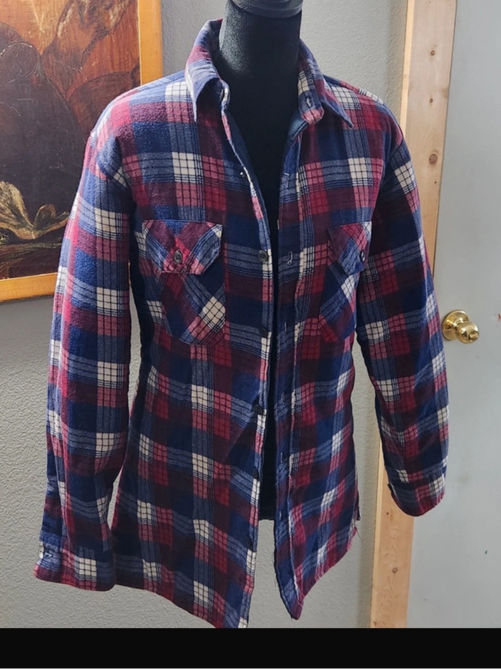 90’s Vintage Shacket Plaid Quilted Flannel Shirt Jacket Country Grunge Coat